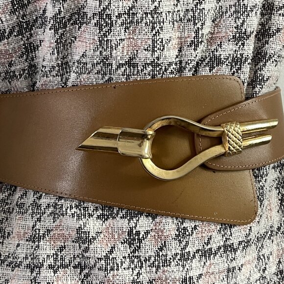 Vintage MAGID belt Brown faux leather belt Women\'s belt size L Retro belt Fancy main image 5